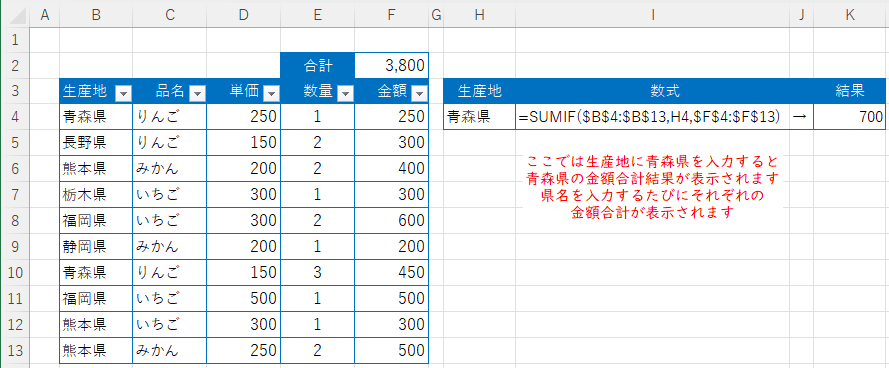 SUMIF関数で求める