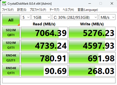 Endeavor MR8400 SSDベンチマーク