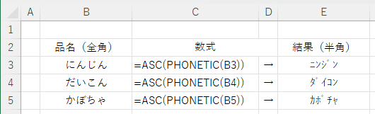 ASC、PHONETIを使用する