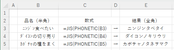 JIS、PHONETICを使う