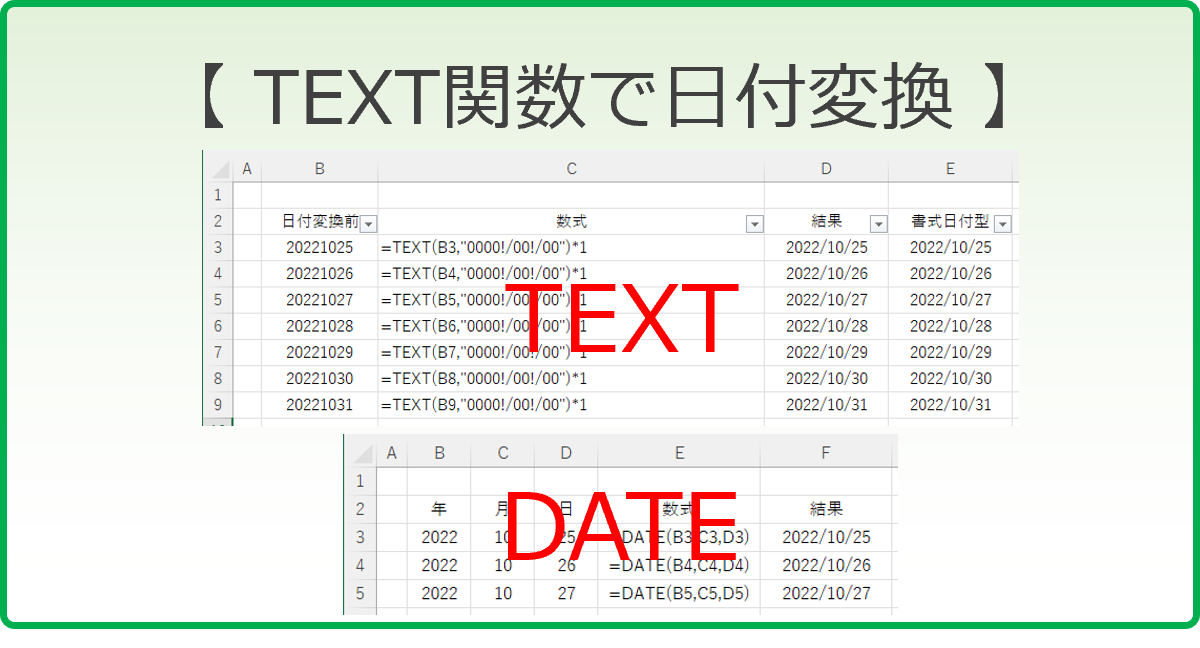 TEXT関数で日付変換