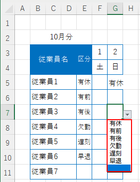 区分から一覧表示