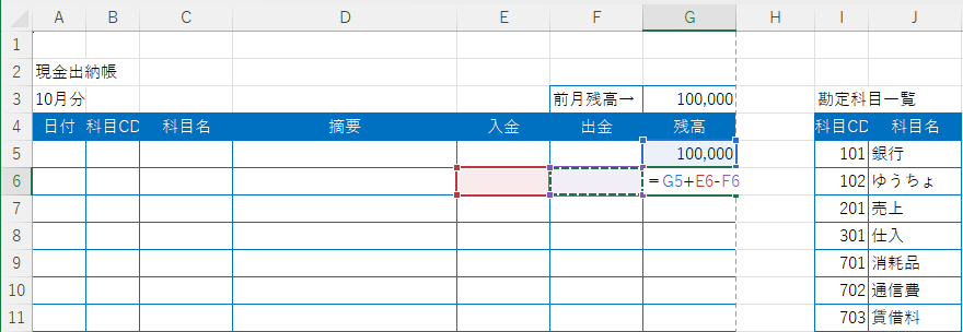 残高の計算式