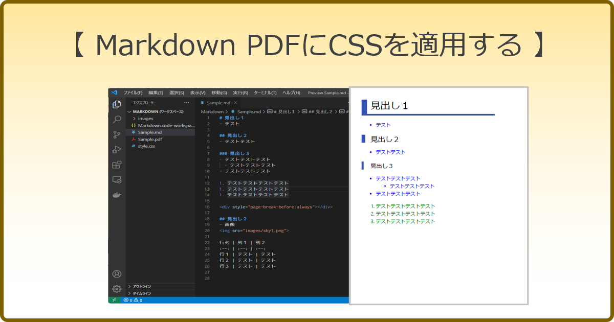 MarkDownPDFにcssを適用する